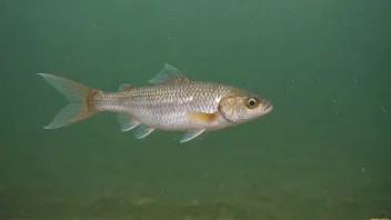 En liten fisk med skinnende skjell, svømmer i det klare vannet