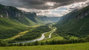 Gjengedal-dalen i Norge, kjent for sin naturskjønnhet og fjellformasjoner.