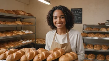 En baker som håndterer brød i en koselig bakeri