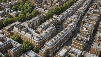 Et fotografi av Bayswater-området i London, som viser dens unike arkitektur og travle gater.