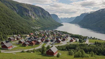 Et pittoreskt norsk landskap eller by med en tydelig indikasjon av navnet 'Hafstad'.