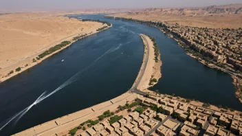 Flyfoto av byen Aswan i Egypt.