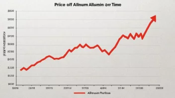 En graf som viser prisutviklingen for aluminium over tid.