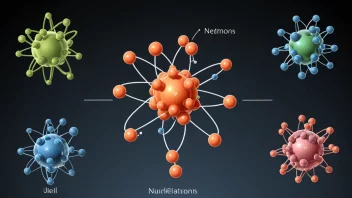 Atomkjerner med ulikt antall nøytroner, som illustrerer isotopiske varianter av et kjemisk grunnstoff.