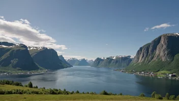 En malerisk by omgitt av fjell og vann.