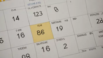 Et bilde som representerer en bestemt periode, fremhevet på en kalender eller tidslinje, som symboliserer inntektsperioden.