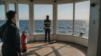 En fyrbøter på jobb i et fyr, sikrer trygg navigasjon for skip.