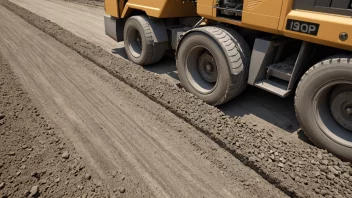 En illustrasjon av en veibygging med fokus på fyllingsmaterialet som brukes til å stabilisere veibasen.