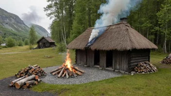 En tradisjonell norsk smeltehytte i en landlig setting.