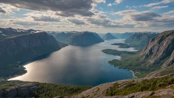 Et vakkert landskap av Sunnhordland, som viser dens naturskjønnhet.