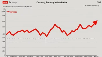 En graf som viser pris eller verdi av en valuta eller vare over tid, med en rød pil som indikerer en økning i verdi.