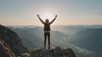 En person som står på toppen av et fjell, symboliserer å være på toppen av noe.