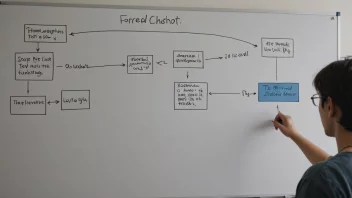 En person som vurderer et tvangsalternativ, med et flytdiagram i bakgrunnen.