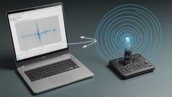 En illustrasjon av en radiobølgesignal som sendes og mottas, med et diagram som viser hvordan sendereffekten kan påvirke signalrekkevidden og kvaliteten.