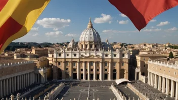 Vatikanstaten, en uavhengig bystat beliggende i Roma, Italia, og hjemsted for paven og den sentrale regjeringen for Den katolske kirke.