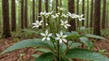 En kvareplante som vokser i skogen.