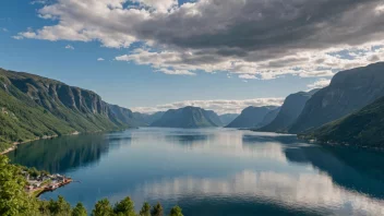 Et malerisk landskap av Ofotfjorden i Norge.