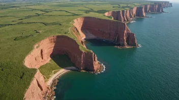 Øyene Helgoland i Nordsjøen, kjent for sin dramatiske kystlinje og unike geologiske egenskaper.