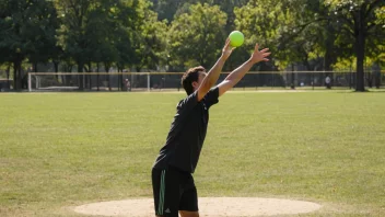 En person som kaster en ball eller en frisbee i en park eller et stadion