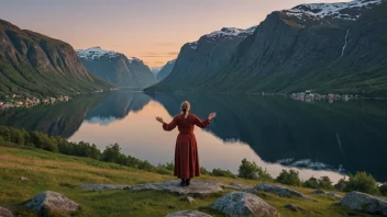 Et fredelig og rolig bilde som viser en tradisjonell norsk morgenkåsør som synger på daggry.