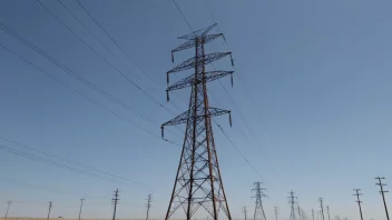 En elektrisk kraftledning med en overføringsmast i bakgrunnen.