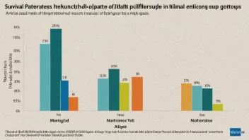 Graf som viser overlevelsesprosenter for ulike pasientgrupper