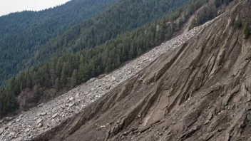 Et stort steinskred på et fjell, med steiner og rusk spredt over hele skråningen.