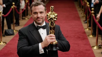 En person som holder en Oscar-statue, et symbol på deres prestasjon i filmindustrien.