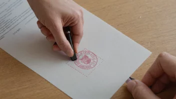 En person som verifiserer et dokument med et stempel, bekrefter dets ekthet.