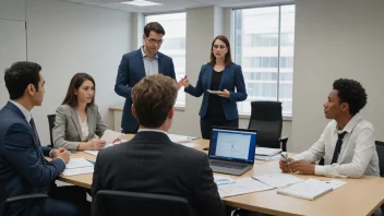 En gruppe mennesker i et møterom, engasjert i en intens debatt om budsjettsaldo.