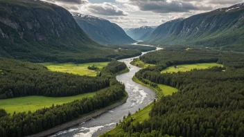 Et naturskjønt landskap av Namdalen i Norge.