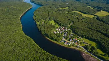 Skotselv tettsted i Norge, omgitt av natur