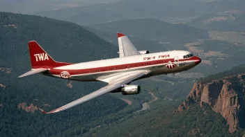 Et bilde av et vintage TWA-fly i luften.