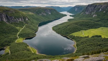 Et malerisk landskap av Ringerikes, som viser dens naturskjønnhet og kulturarv.