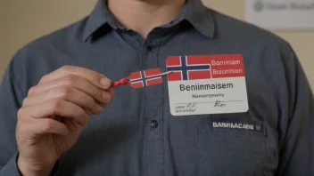 En person med etternavnet Benjaminsen, med et norsk flagg i bakgrunnen