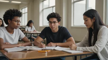 En gruppe studenter som samarbeider og studerer sammen