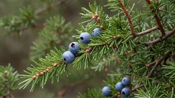 En geneferplante med dens karakteristiske bær og nåler.