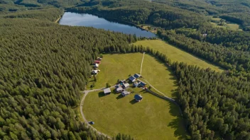 Flyfoto av Lierbommen, et landlig område i Lier kommune, Buskerud fylke