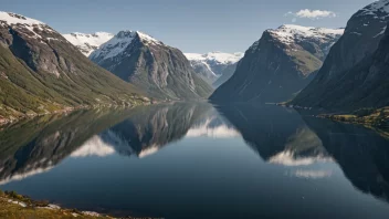 En storslagen utsikt over Snøfjords, som viser områdets naturlige skjønnhet med snødekte fjell og rolige fjorder.