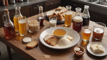 Et bilde som viser fermentasjonsprosessen, med gjær og sukker som omdannes til alkohol eller syre.