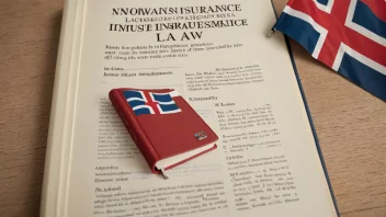 En illustrasjon av en norsk lov bok med fokus på forsikringsrett.