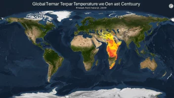 En graf som viser hvordan den globale temperaturen har økt over det siste århundret.