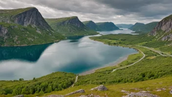 Et naturskjønt landskap av Vedavågen, som viser dens naturlige skjønnhet.