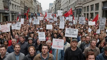 En protestscene med mennesker som uttrykker sin motstand og motstand.