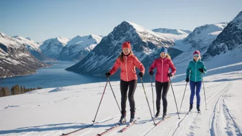 Unge jenter i Norge som deltar i langrenn i et vakkert vinterlandskap.