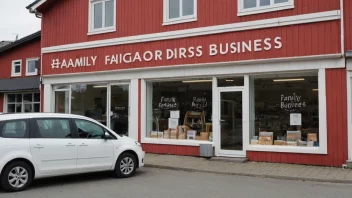 Et familieeid firma med en skilt som leser 'Familiefirma' på norsk.