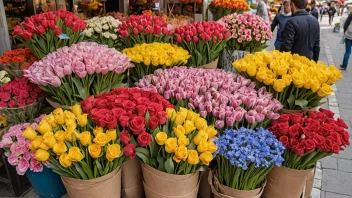 Et fargerikt blomsterstånd med en variasjon av friske blomster, som tilfører et strek av farge til området.