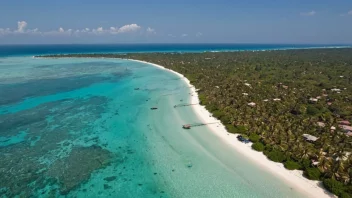 En storslagen luftfoto av strendene og vannet på Zanzibar