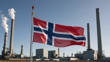 Et gasskraftverk med en norsk flagg i forgrunnen, som symboliserer viktigheten av gasskraft for Norges energiforsyning.