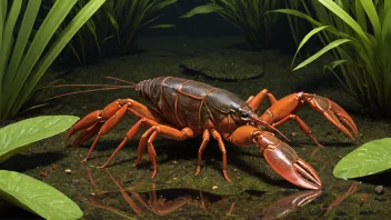 En ferskvannskreps i sitt naturlige habitat.